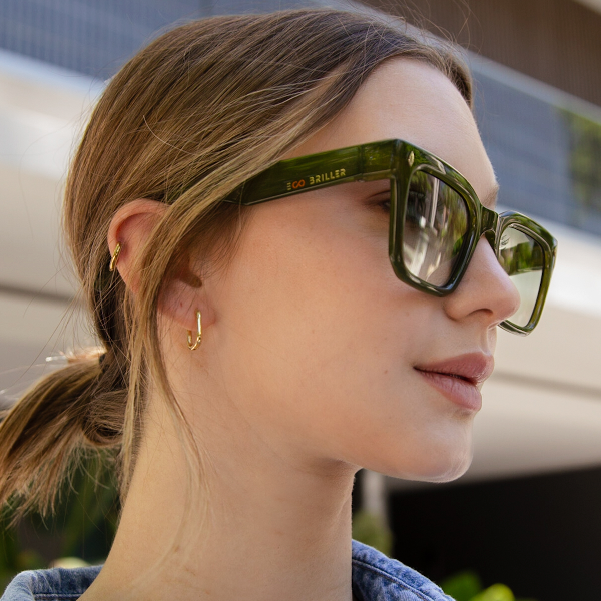Anteojos De Sol - Jacobs - Milky Olive - Lente Verde Degrade Eco Sustentable