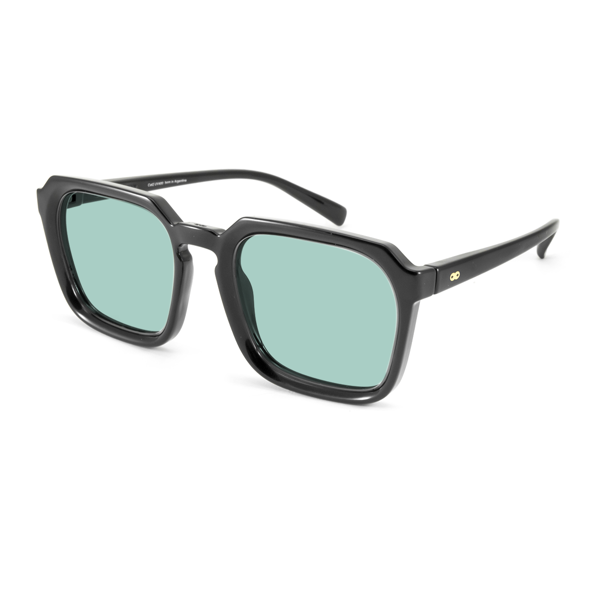 Anteojos de Sol - Monaco - Negro Brillo - Lente turquesa