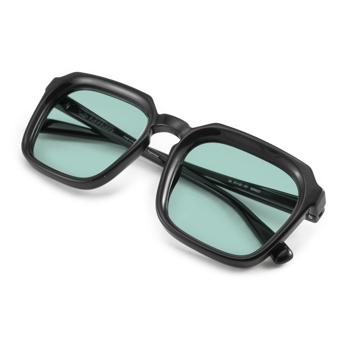 Anteojos de Sol - Monaco - Negro Brillo - Lente turquesa