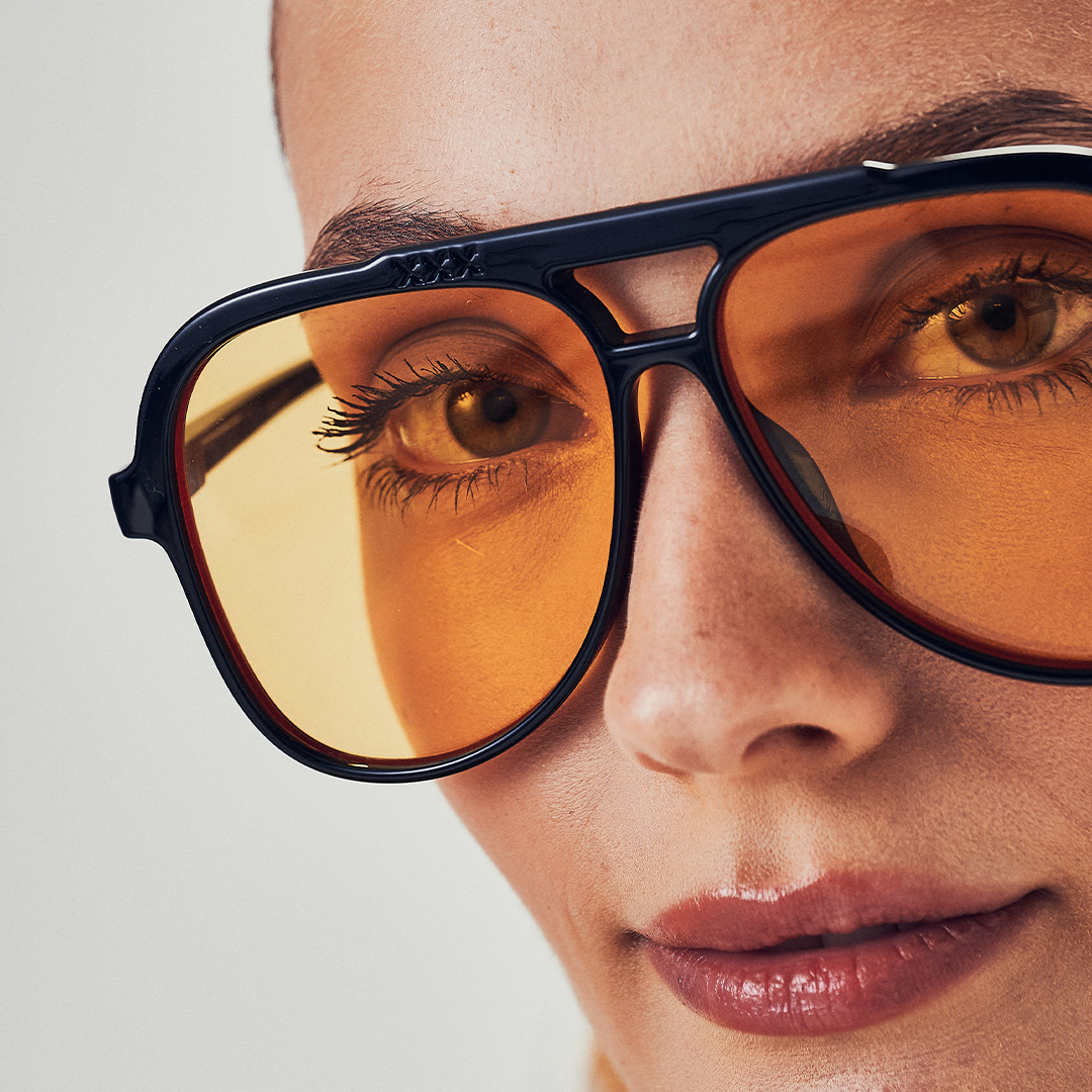 Anteojos de Sol - Triple XXX - Negro Brillo - Lente amarillo