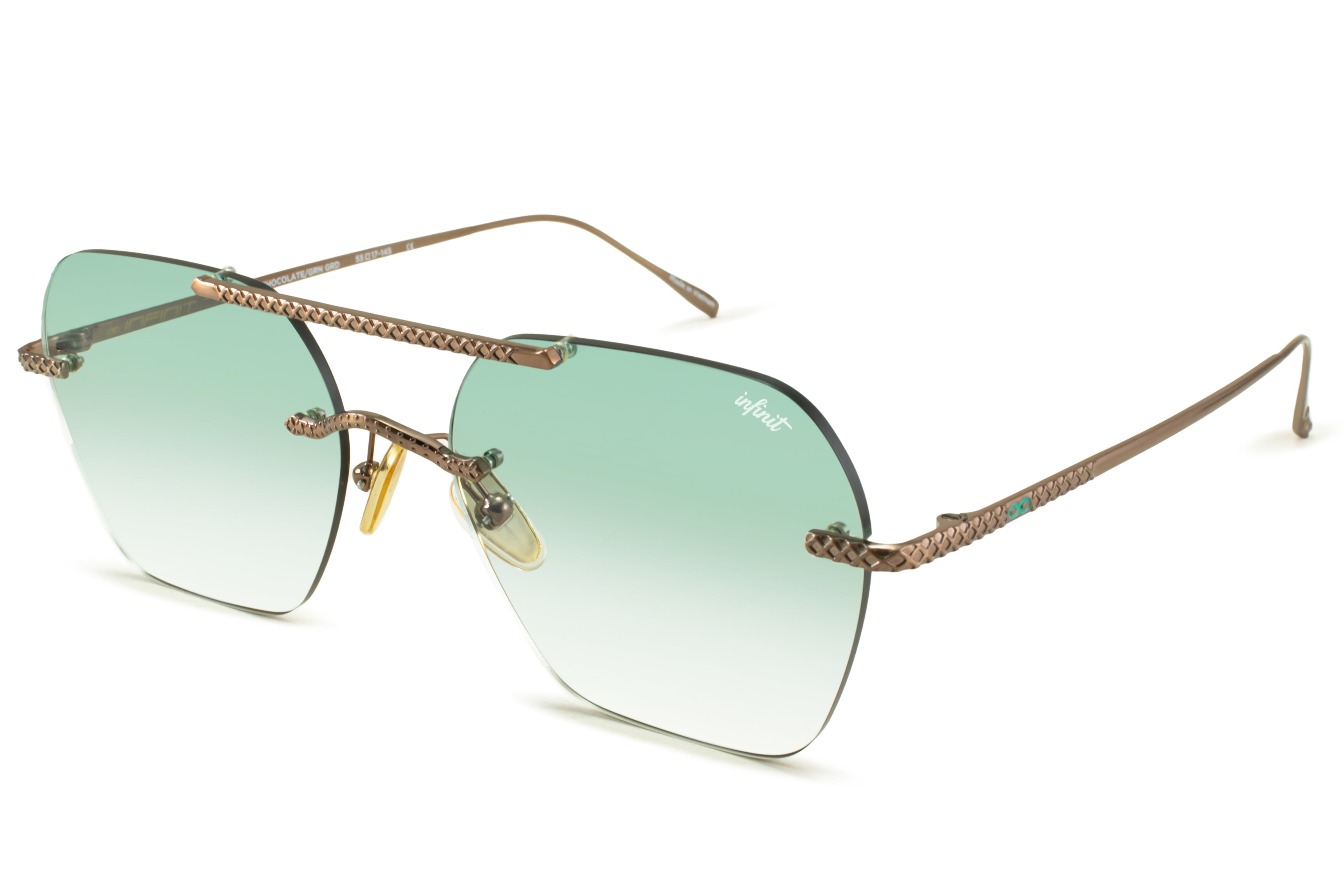 Anteojos De Sol - Lyon Metal Premium Series - Chocolate - Lente Verde Degrade
