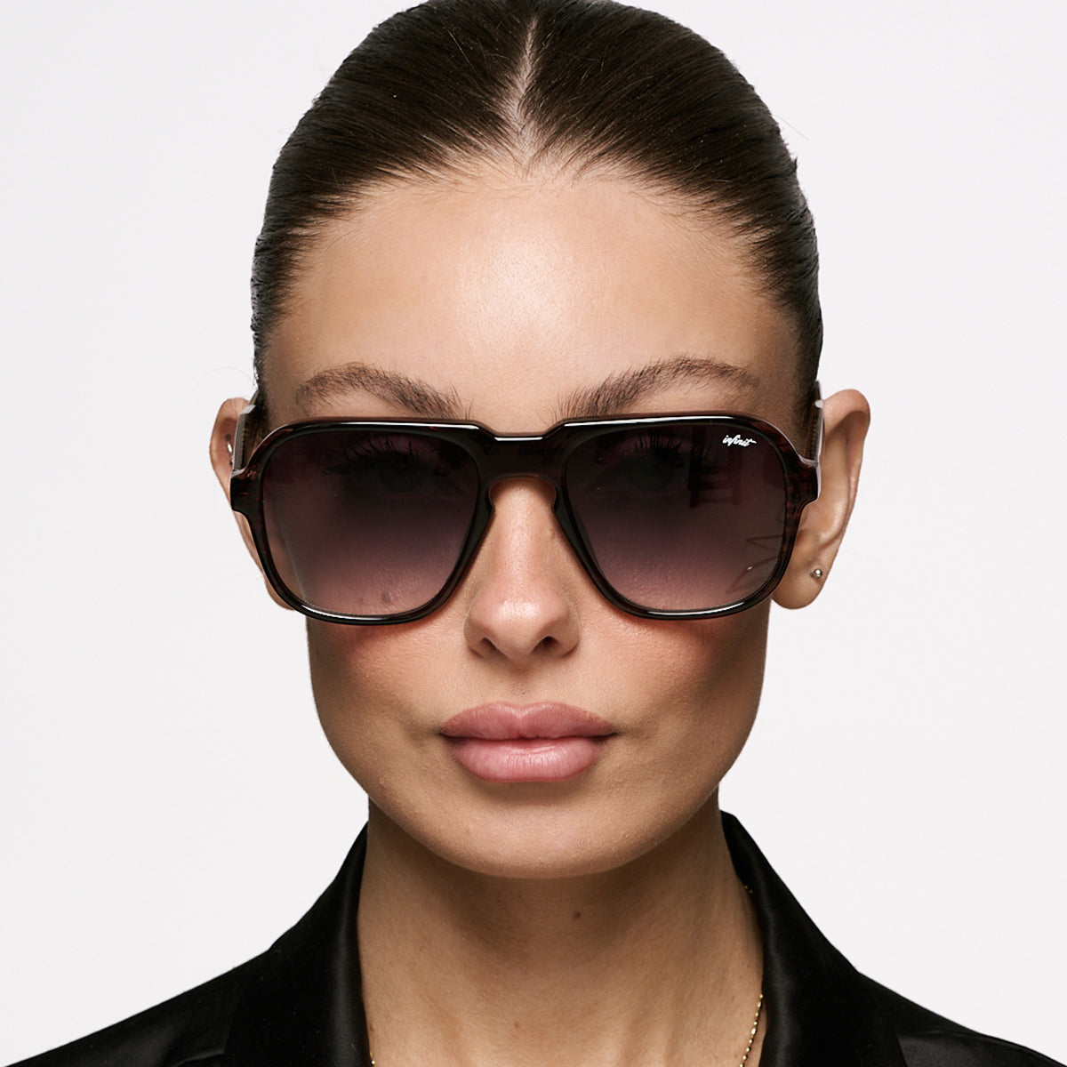 Anteojos de Sol - Burdeos Carey Wood Lente Gris Degrade