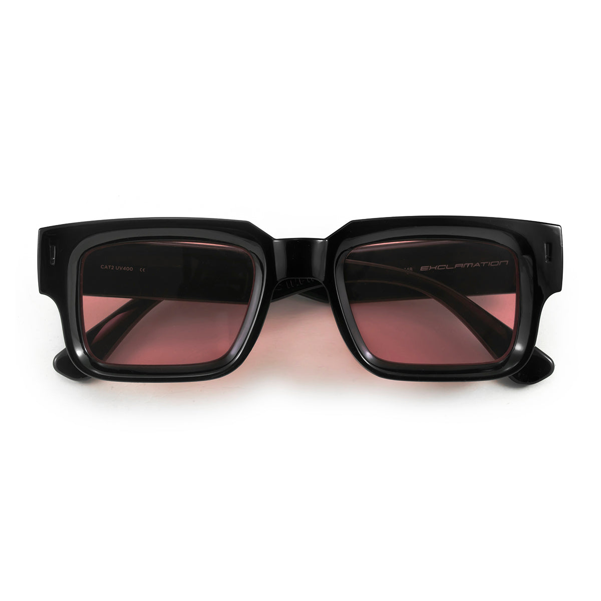 Anteojos de Sol - Exclamation - Negro Brillo - Lente Rosa