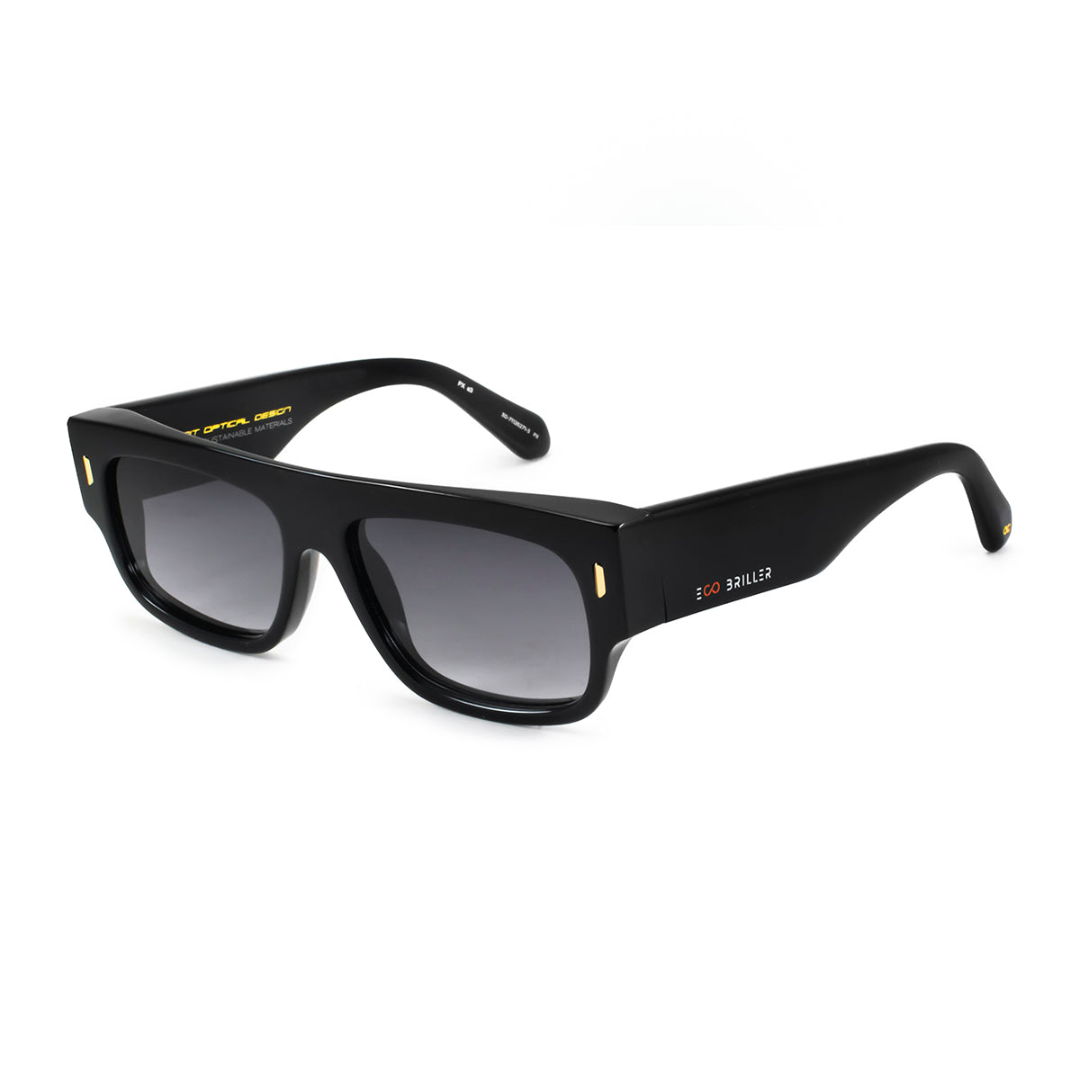 Anteojos De Sol - Glasgow Premium Series - Negro Brillo - Lente Gris Degrade Eco Sustentable