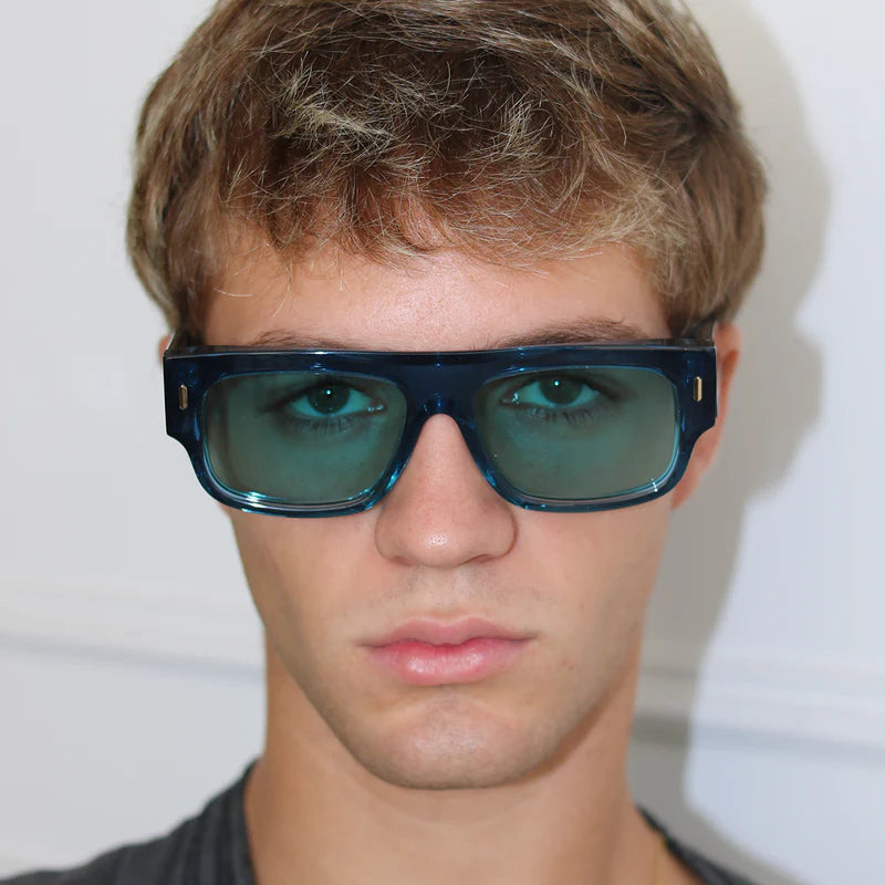 Anteojos De Sol - Glasgow Premium Series - Translucido Azul - Lente Turquesa Eco Sustentable