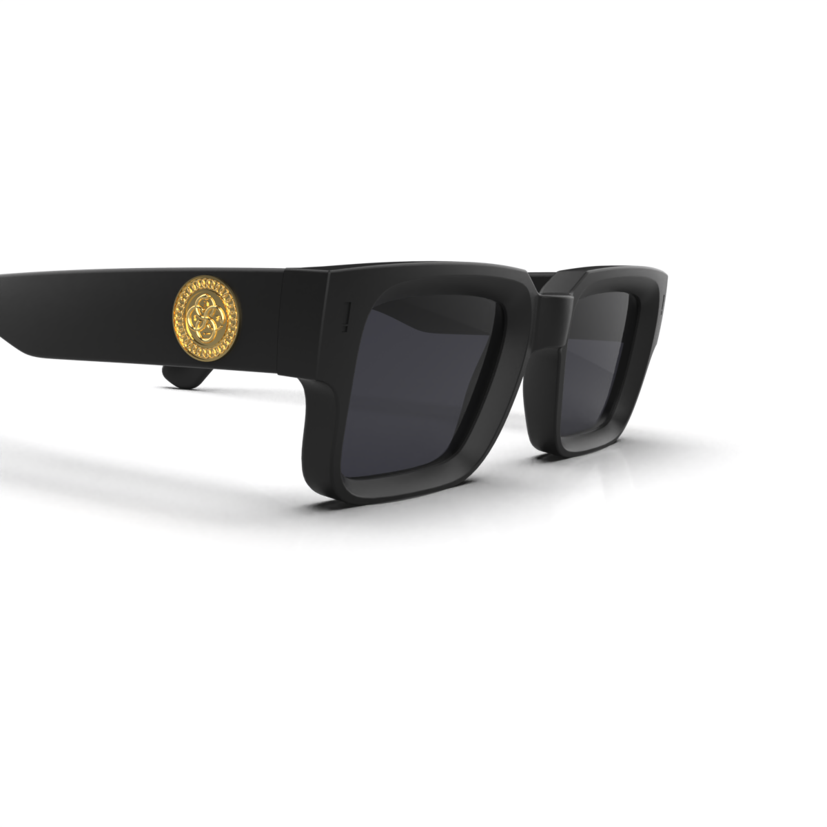Anteojos De Sol Infinit Luxury Series - Exclamation - Negro Mate - Lente Gris Uroboro Metal