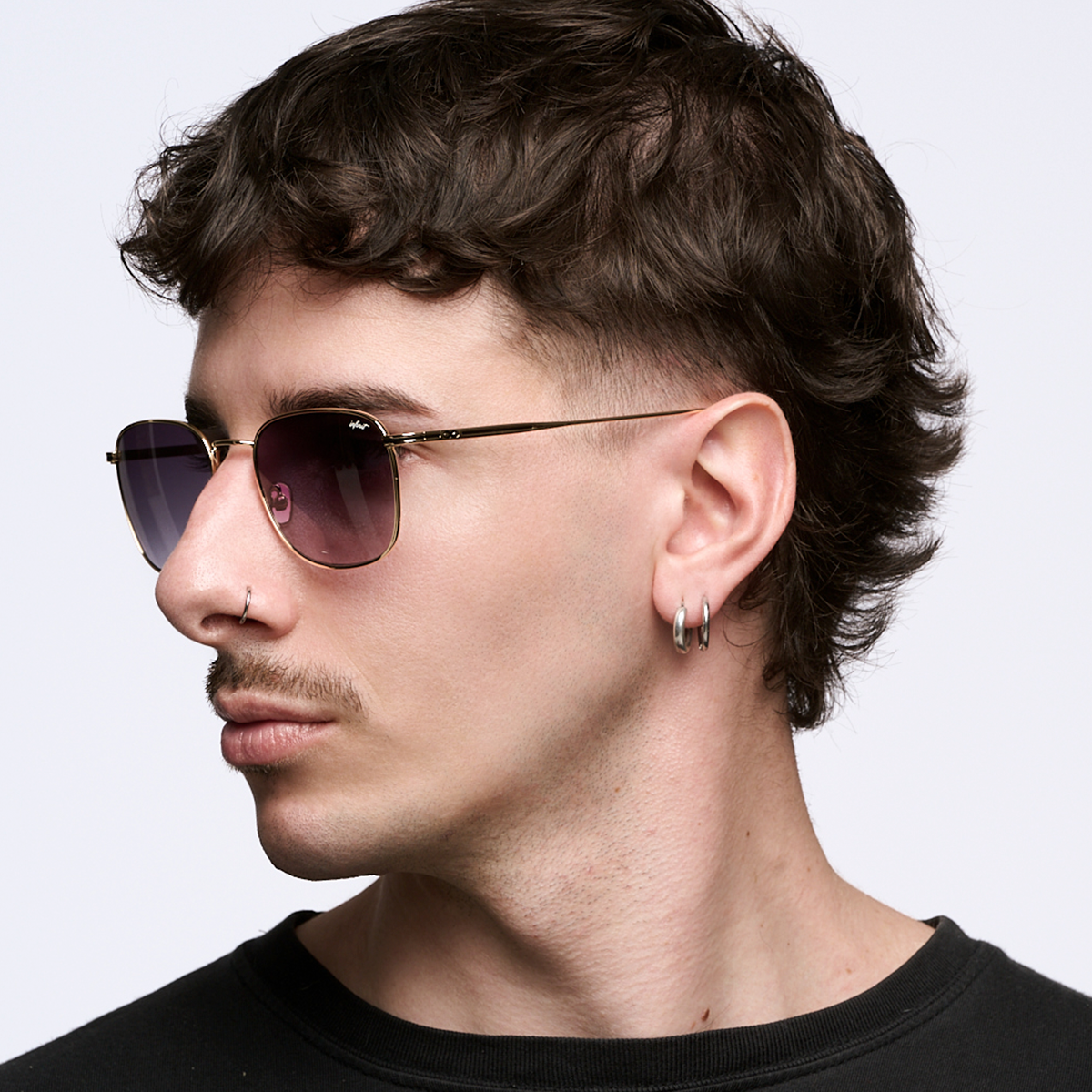 Anteojos de Sol - Secchia Dorado Lente Gris Degrade