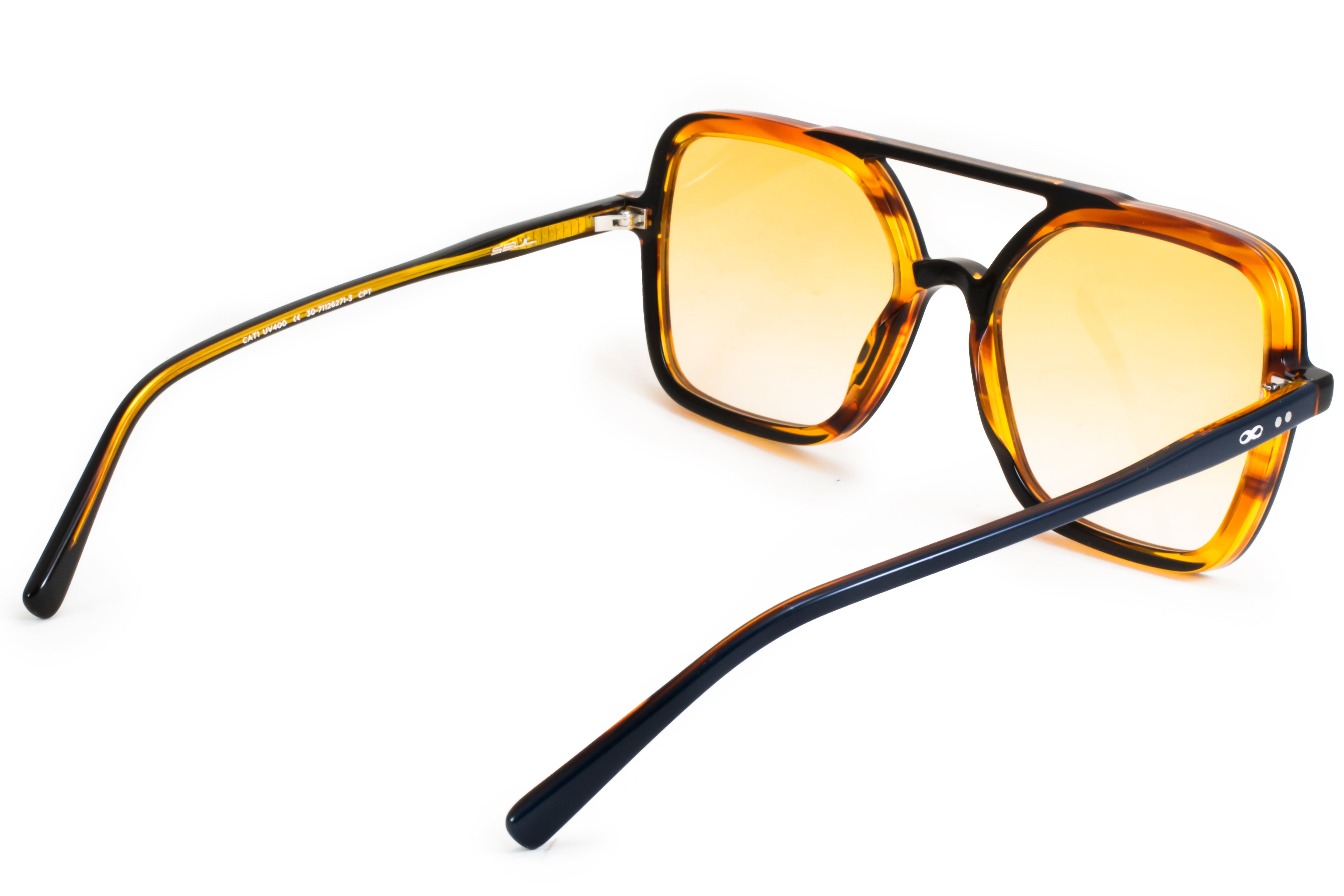 Anteojos De Sol Premium Series - Seul - Ambar Carey - Lente Naranja Degrade