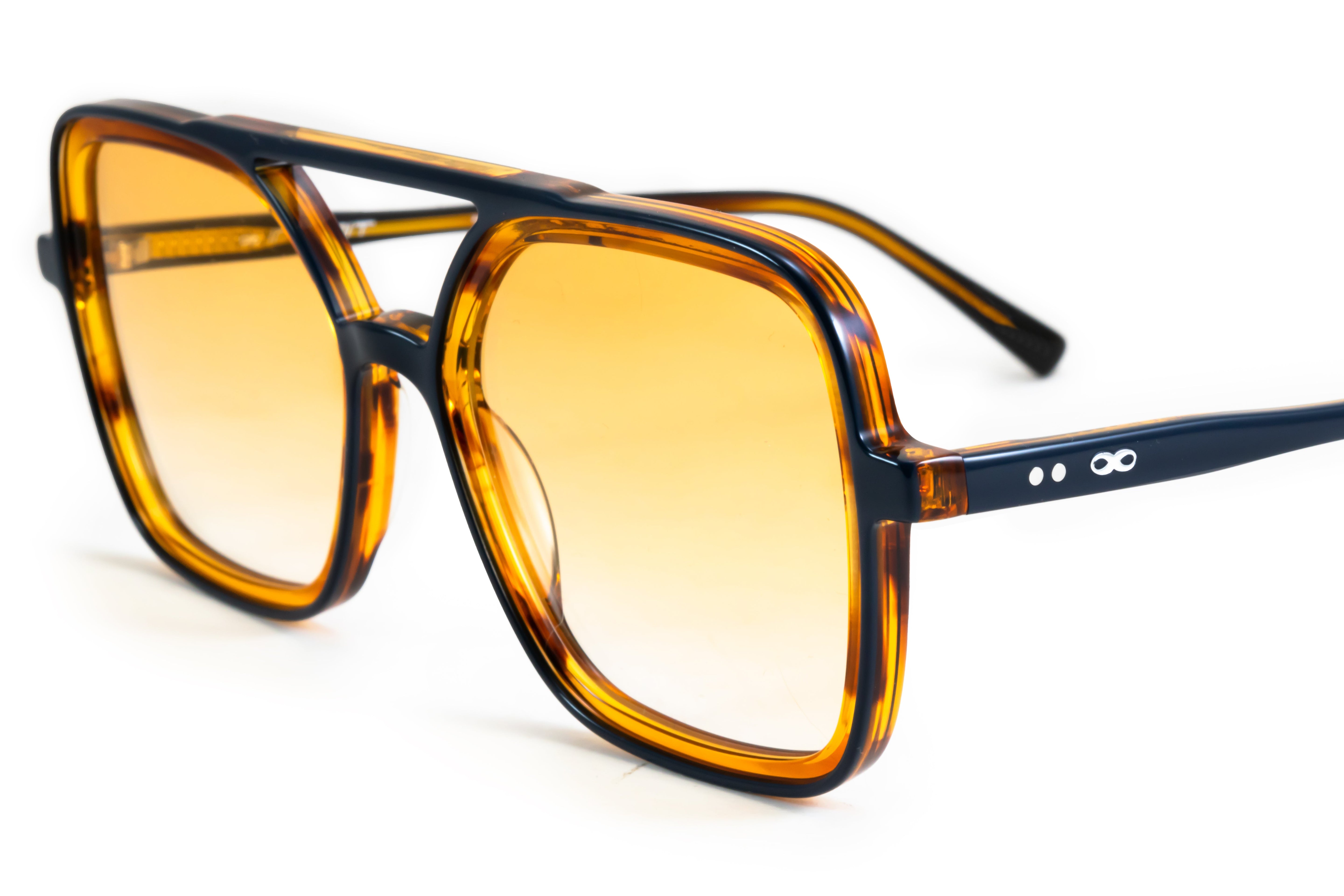 Anteojos De Sol Premium Series - Seul - Ambar Carey - Lente Naranja Degrade