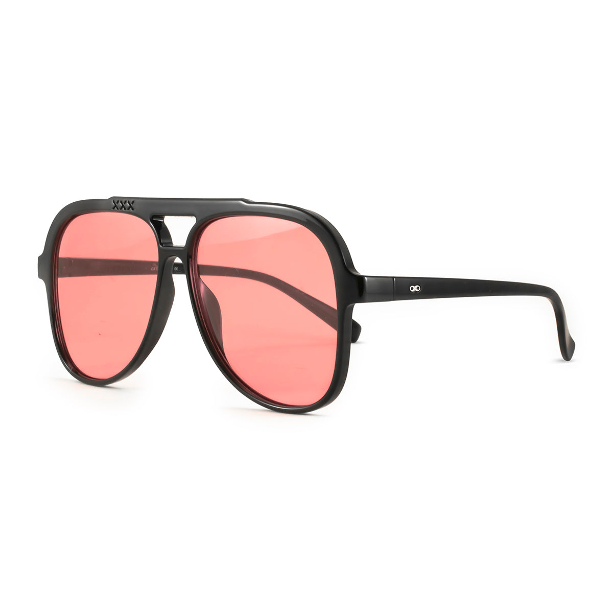 Anteojos de Sol - Triple XXX - Negro Brillo - Lente rosa