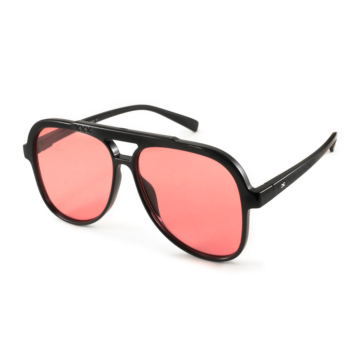 Anteojos de Sol - Triple XXX - Negro Brillo - Lente rosa