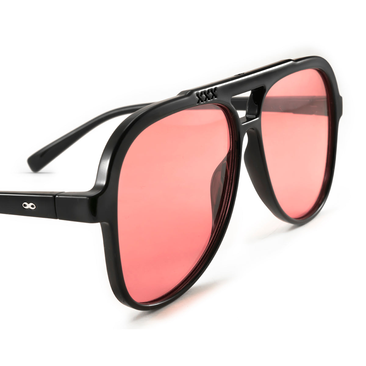 Anteojos de Sol - Triple XXX - Negro Brillo - Lente rosa