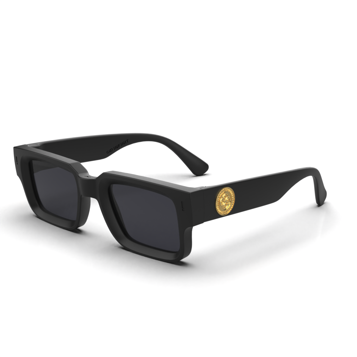Anteojos De Sol Infinit Luxury Series - Exclamation - Negro Mate - Lente Gris Uroboro Metal