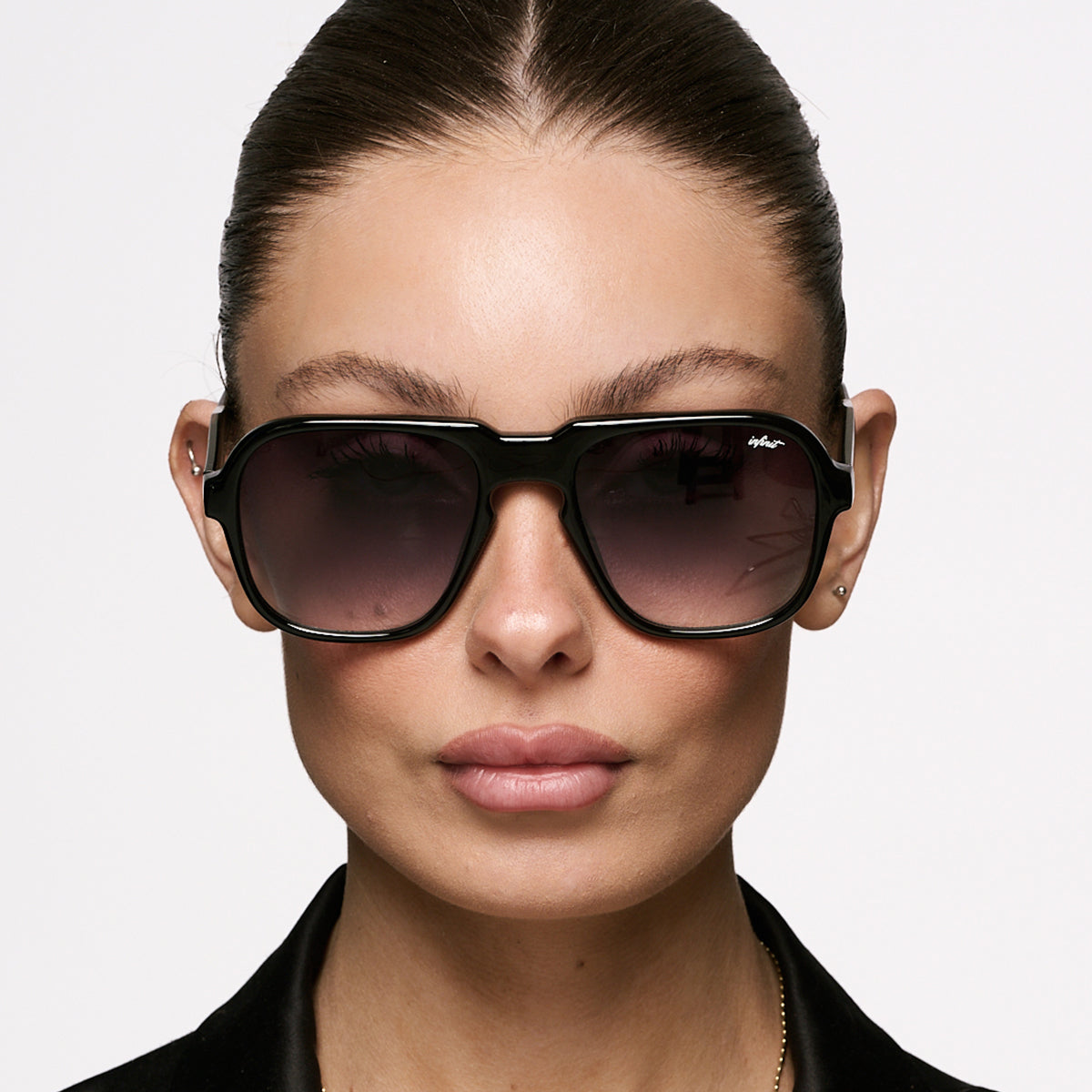 Anteojos de Sol - Burdeos Negro Brillo Lente Gris Degrade