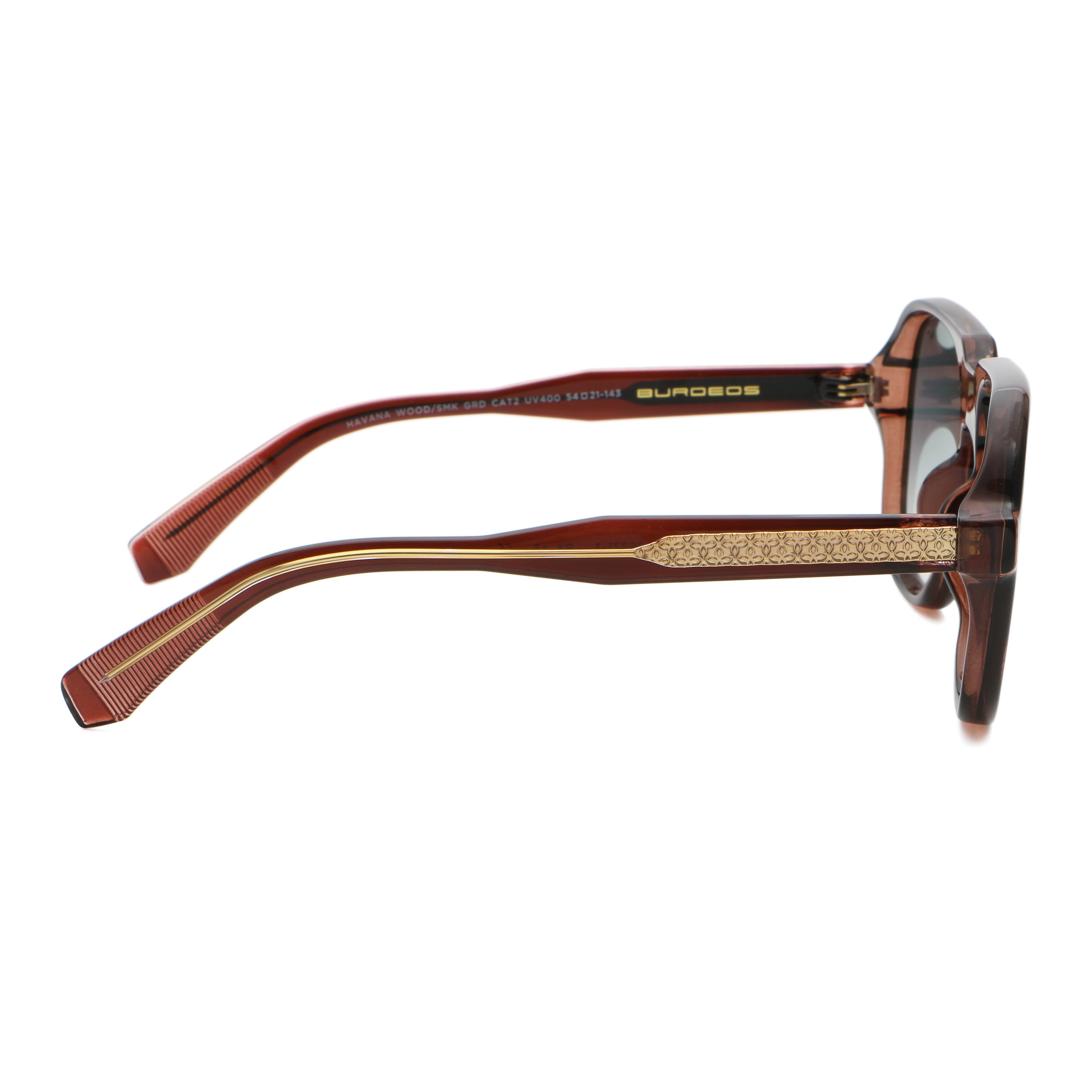 Anteojos de Sol - Burdeos Carey Wood Lente Gris Degrade
