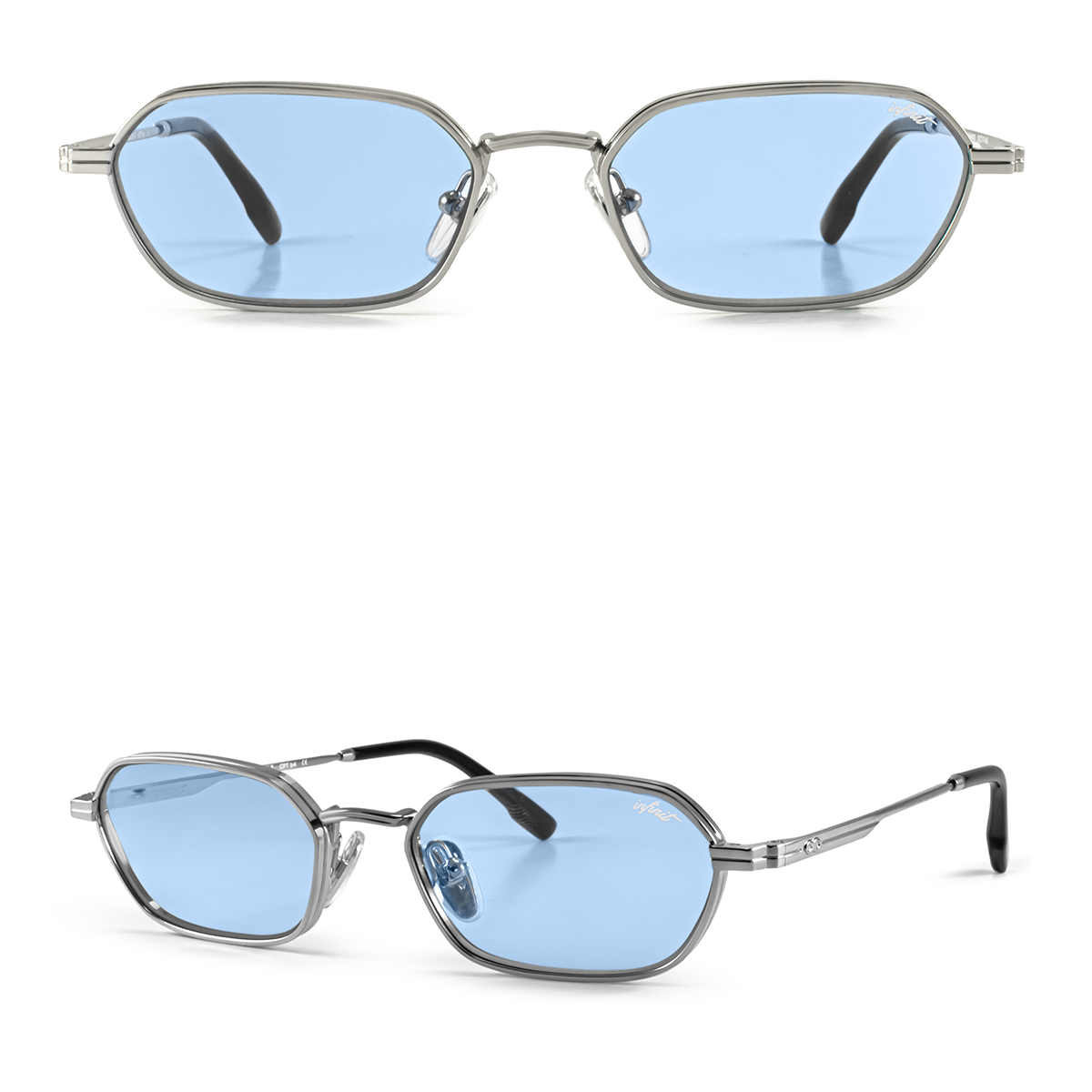 Anteojos de Sol - Naoki - Plateado - Lente celeste