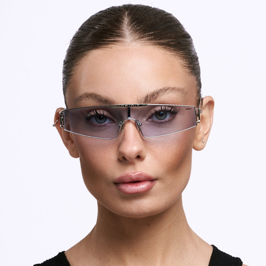 Anteojos de Sol - Panoramic Plateado Lente Celeste