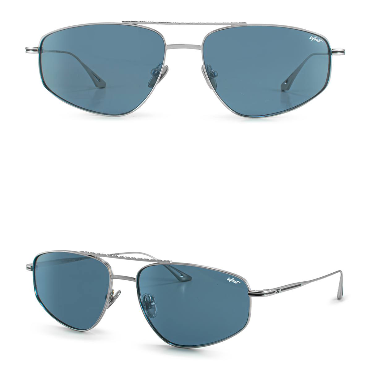 Anteojos de Sol - Pierre Plateado Lente Azul