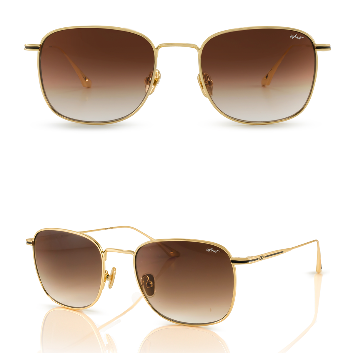 Anteojos de Sol - Secchia Dorado Lente Marron Degrade